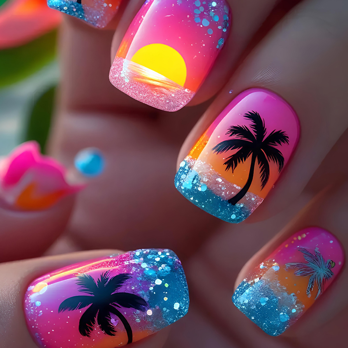 Nail Extension Tips - 24 قطعة/مجموعة أظافر صناعية قصيرة ومتوسطة